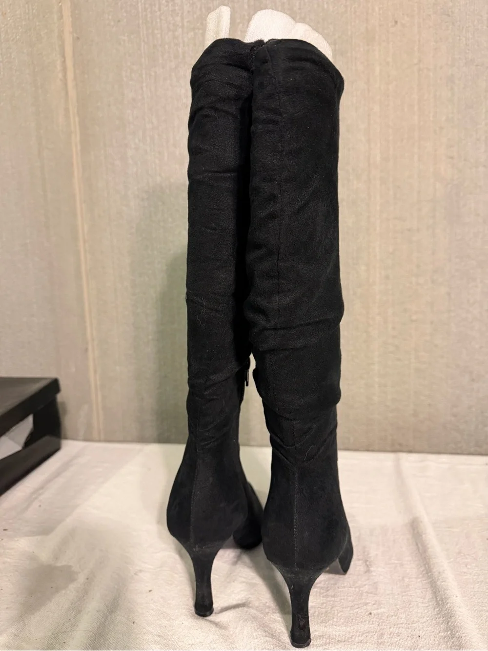 Black Knee-High Pointed Toe Women's Boots